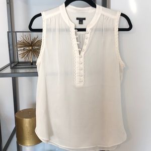 Detailed button up semi-sheer blouse